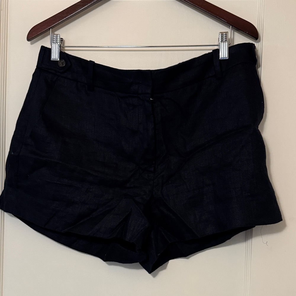 J. Crew High Waist Black Women's Shorts Linen